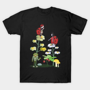 Ladybugs on flowers and a frog T-Shirt